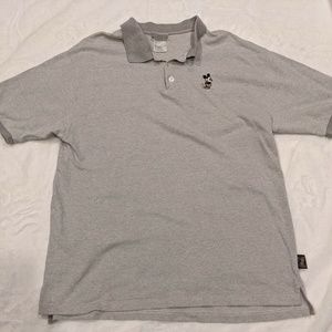 100% Cotton Disney Land Resort Polo Shirt Casual Mickey Mouse Logo Gray Men's XL